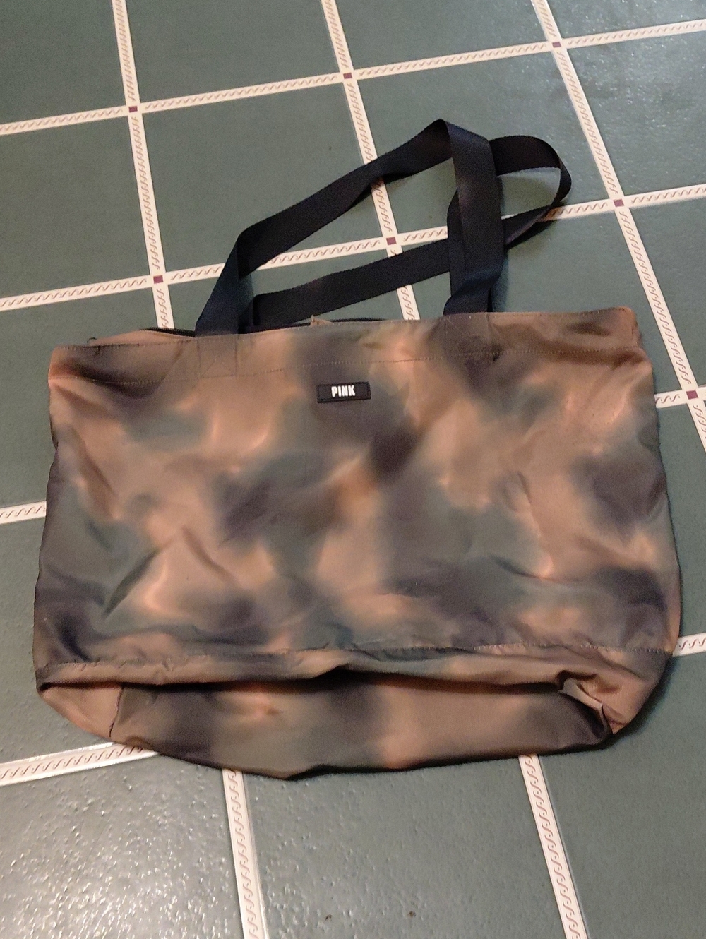 PINK Camouflage Tote in Olive and Brown Tones
